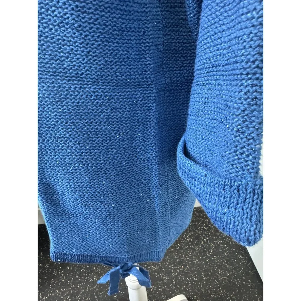 DKNY Jeans Womens 1X Sequin V-Neck Light Sweater Blue Soft Comfortable - Picture 6 of 11